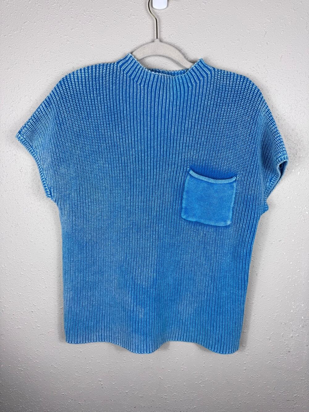 Zenana White Washed Blue Sweater Womens Size L/XL